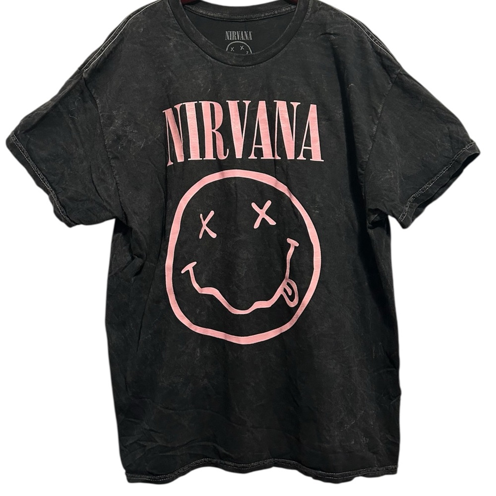 NWOT NIRVANA Black & Pink Graphic Band T-Shirt 1X